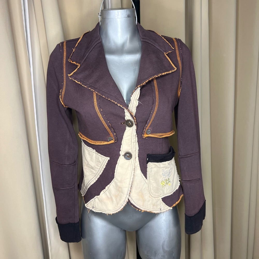 CUBA CUBA Hand Finished Dragon Sequin
Patchwork Deconstructed Blazer Y2K Jacket - Picture 2 of 12